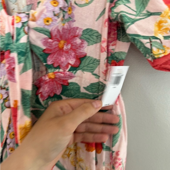 Old Navy Floral Cottagecore Maxi Dress XS Puff Sleeve Boho Tie Waist Coquette - Picture 4 of 8